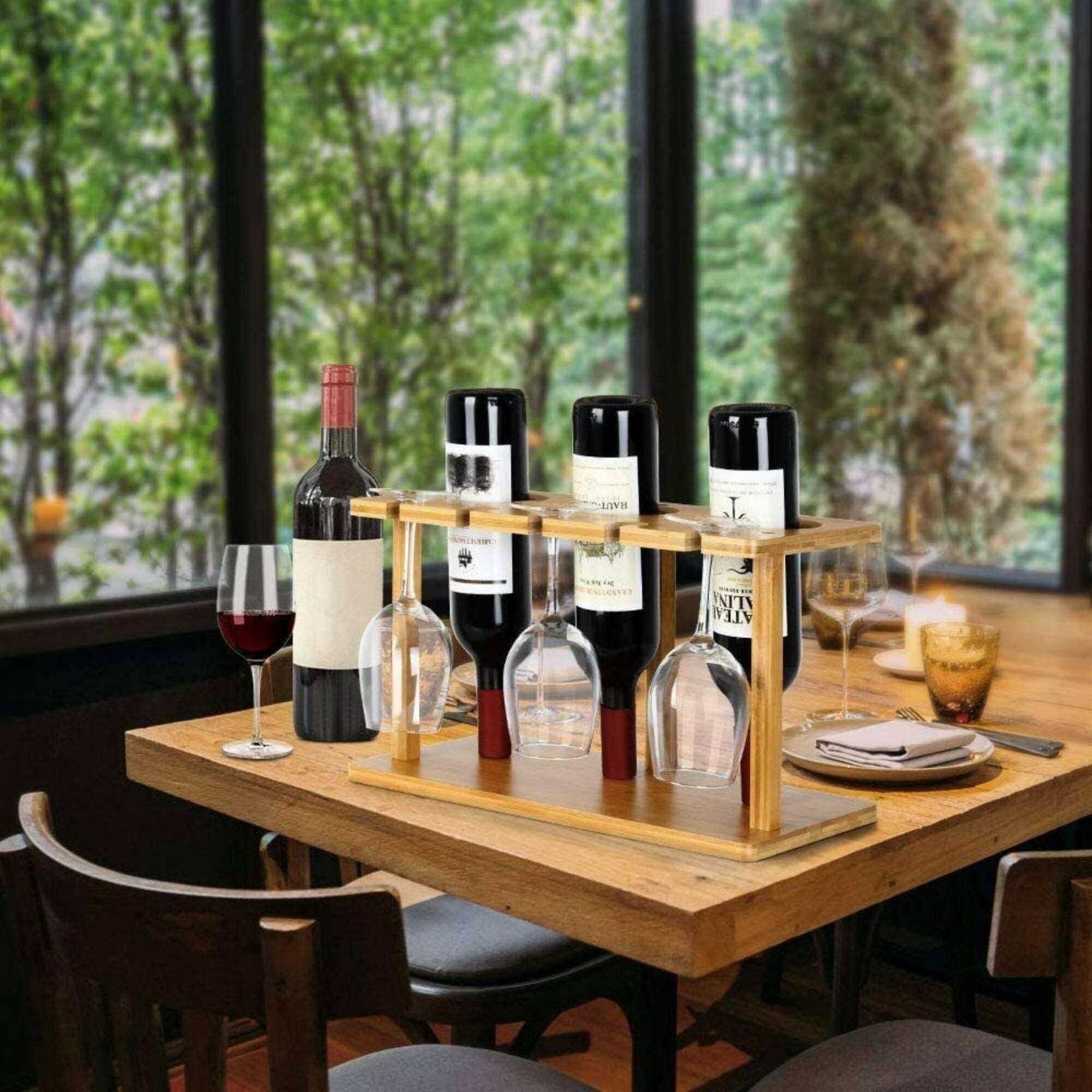 Bamboo Countertop Wine Holder Rack